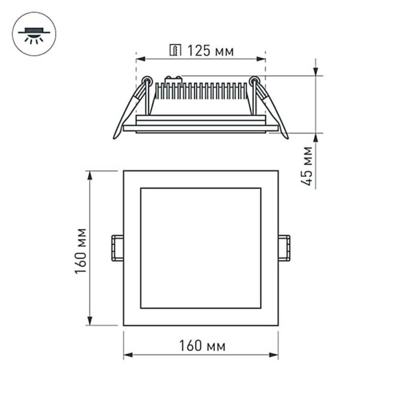 Встраиваемый светодиодный светильник Arlight LT-S160x160WH 12W Warm White 015562