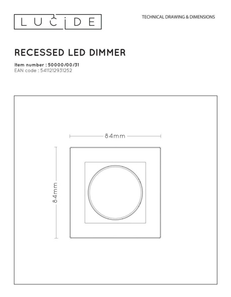 Диммер Lucide Recessed Wall Dimmer Nl 50000/00/31