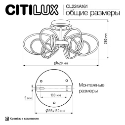 Люстра на штанге Citilux Salma smart CL224A161