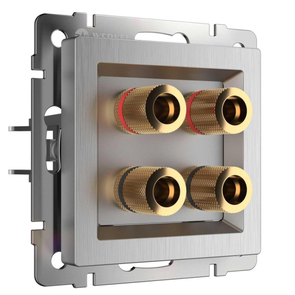 Акустическая розетка Werkel х4 cеребряный рифленый WL09-AUDIOx4 4690389085024