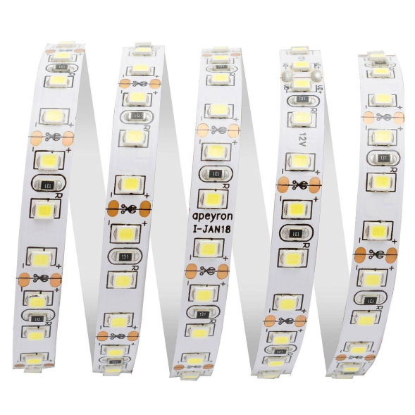 Светодиодная лента Apeyron 12В СТ 9,6Вт/м smd3528, 120д/м IP20 600Лм/м 3м 6500К 214BL