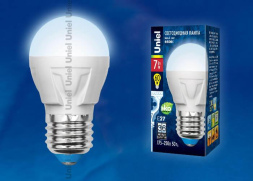 Лампа светодиодная (UL-00002418) Uniel E27 7W 4000K матовая LED-G45 7W/NW/E27/FR PLP01WH