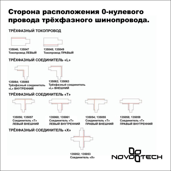 Коннектор Т-образный Novotech track white 3phase 135054