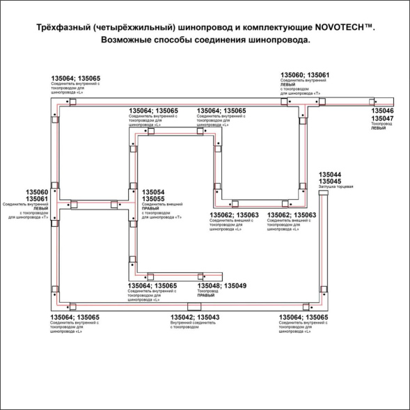 Коннектор внутренний Novotech track black 3phase 135055