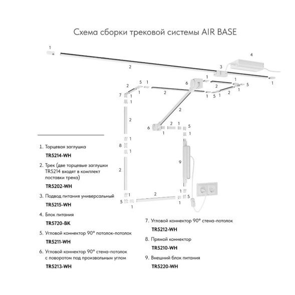 Угловой соединитель Denkirs Air Base TR5212-WH