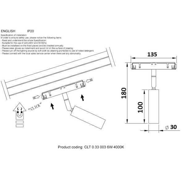 Трековый светильник Crystal Lux CLT 0.33 003 6W BL 4000K