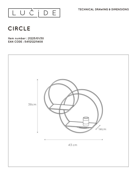 Настенный светильник Lucide Circle 21225/01/30