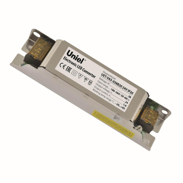Блок питания (UL-00002427) Uniel 24V 38W IP20 1,6A UET-VAS-038B20 24V IP20