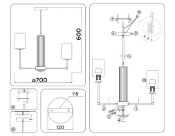 Люстра на штанге Ambrella Light High Light Modern LH56213