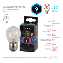 Лампа светодиодная Эра E27 9W 4000K F-LED P45-9w-840-E27 Б0047029