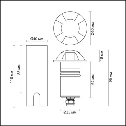 Грунтовый светильник Odeon Light Wald 6662/3GL