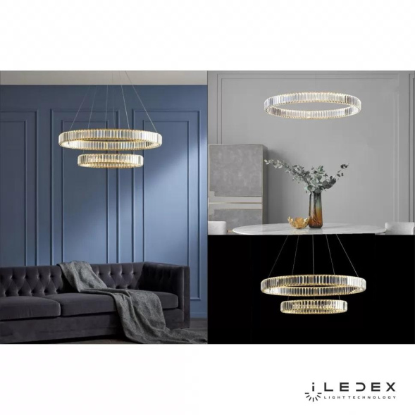 Подвесная люстра iLedex Woodstock 10920P/2-60W-3000K (10/6) GL-CL