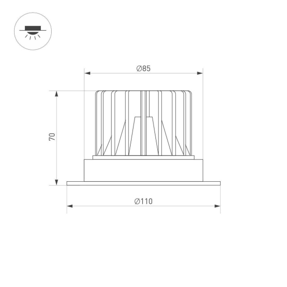 Встраиваемый светильник Arlight MS-ATLAS-TRIMLESS-R70-12W Warm3000 (BK, 32deg, 230V) 036105