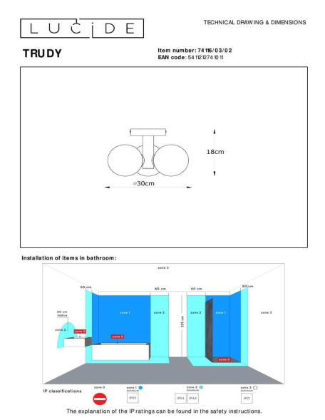 Потолочный светильник Lucide Trudy 74116/03/02