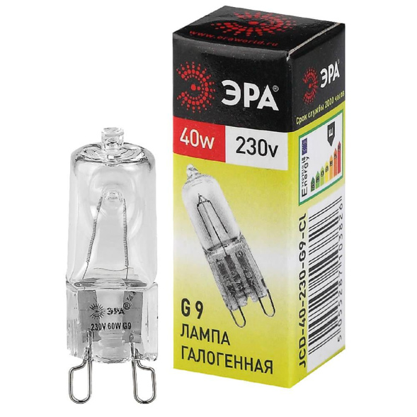 Лампа галогенная Эра G9 40W 3000K G9-JCD-40-230V-CL C0027378