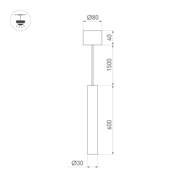 Подвесной светильник Arlight SP-PIPE-HANG-L600-R30-9W Warm3000 (BR, 24 deg, 230V) 038646
