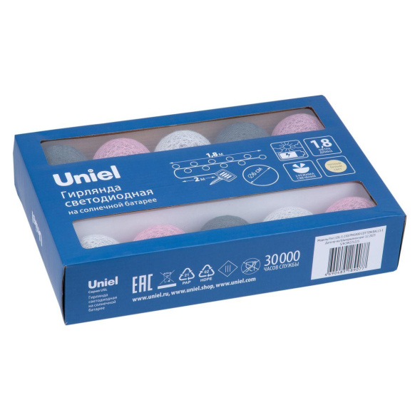 Садовая гирлянда на солнечной батарее Uniel USL-S-230/PM1800 COTTON BALLS-1 UL-00011593