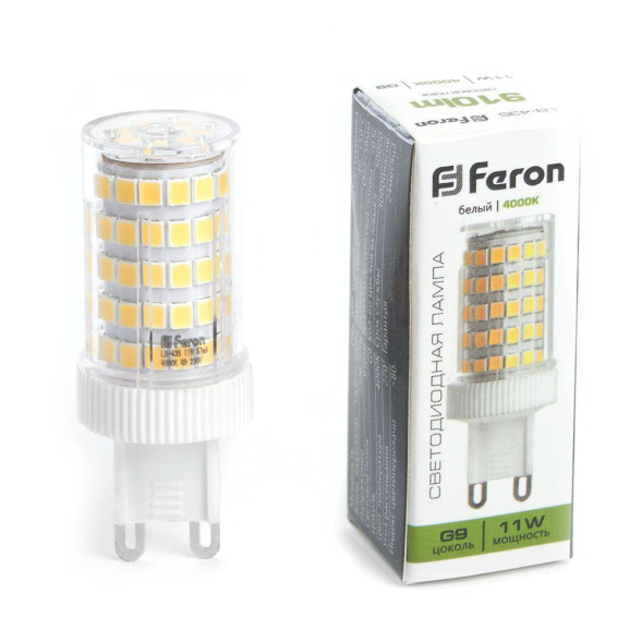 Лампа светодиодная Feron G9 11W 4000K капсульная LB-435 38150