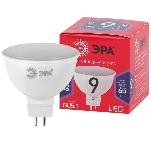 Лампа светодиодная Эра GU5.3 9W 6500K LED MR16-9W-865-GU5.3 R Б0045353