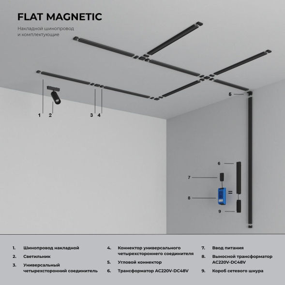 Коннектор для четырехстороннего соединителя шинопровода Elektrostandard Flat magnetic 4690389199127 a063739