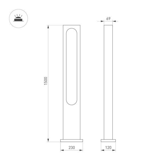 Уличный светильник Arlight LGD-MUSE-BOLL-H1500-18W Warm3000 (DG, 328 deg, 230V) 035395