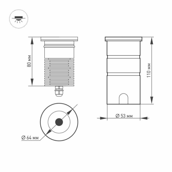 Тротуарный светильник Arlight LTD-GROUND-R65-6W Warm3000 026449