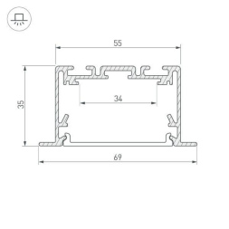 Алюминиевый профиль Arlight S2-Linia69-F-2500 Seamless Black 033534