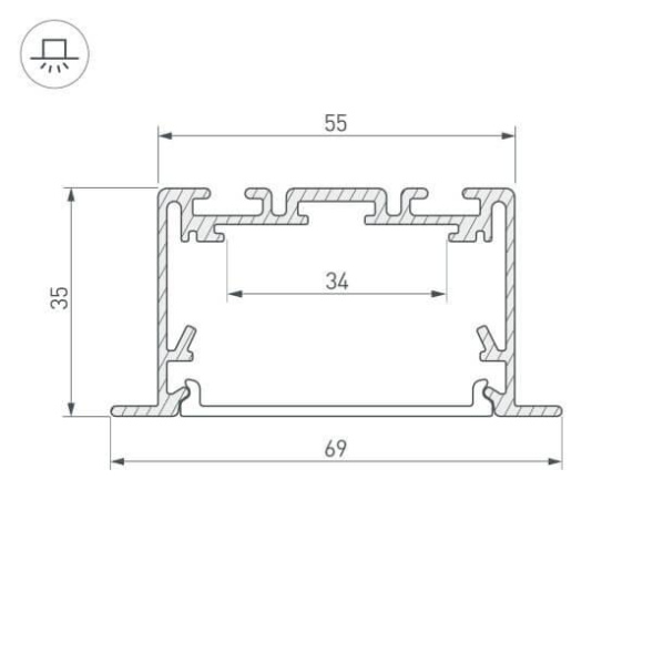 Алюминиевый профиль Arlight S2-Linia69-F-2500 Seamless Black 033534