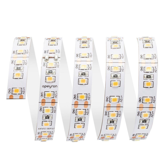 Светодиодная лента Apeyron 12В СТ 14,4Вт/м smd2835 120д/м IP20 1400Лм/м 3м 3000К 210BL