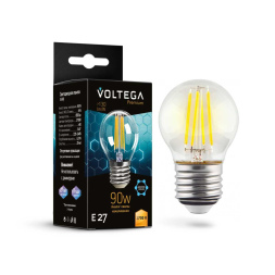 Лампа светодиодная филаментная Voltega E27 6W 2700K шар прозрачный 7223