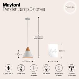 Подвесной светильник Maytoni Bicones P359-PL-01-W
