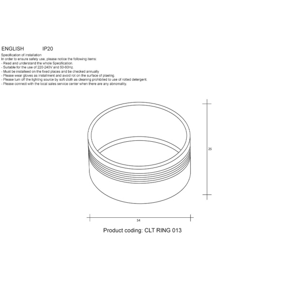 Декоративное кольцо внутреннее Crystal Lux CLT RING 013 BL