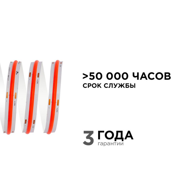 Светодиодная лента Apeyron 2м, 24В, 14Вт/м, COB, 512д/м, IP20 Красный 204ОО