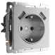 Розетка с заземлением, шторками и USBх2 Werkel W1171506 4690389164774 a050886