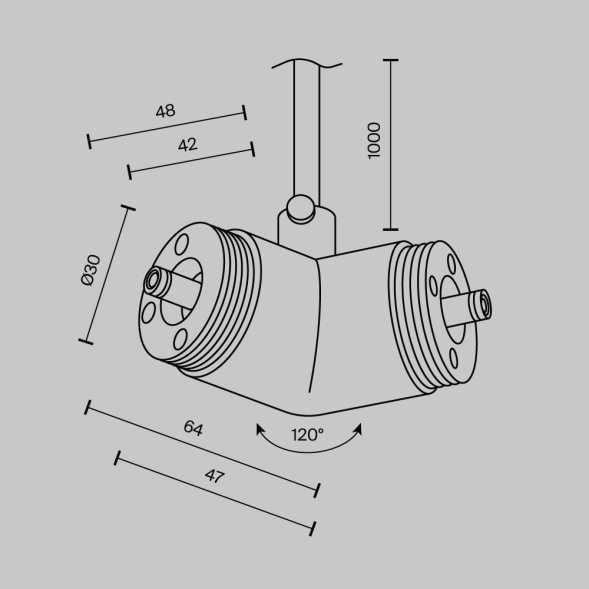 Угловой коннектор 120° с вводом питания Maytoni Shelf CA018LWC-P-B