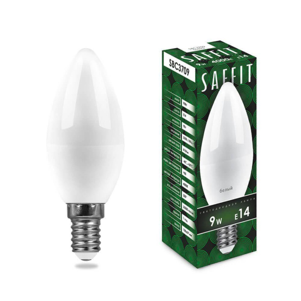 Лампа светодиодная Saffit SBC3709 Свеча E14 9W 4000K 55079