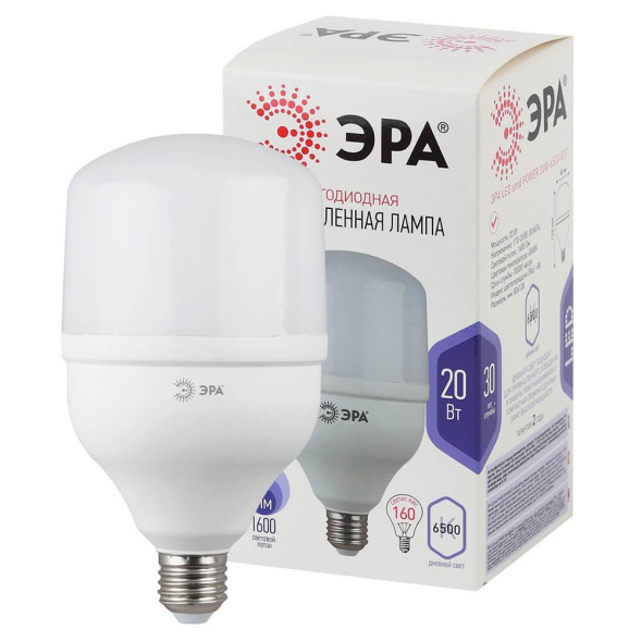 Лампа светодиодная Эра E27 20W 6500K LED POWER T80-20W-6500-E27 Б0049588