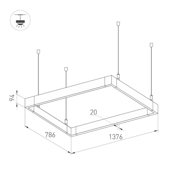 Подвесной светильник Arlight ALT-LINEAIR-RECTANGLE-FLAT-UPDOWN-DIM-1375x785-140W Warm3000 040056