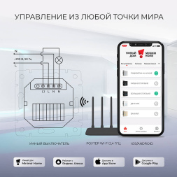 Сенсорный выключатель одноклавишный с функцией Wi-Fi Werkel белый W4510601 4690389171161 a048321