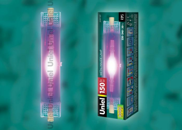 Лампа металлогалогенная линейная (04851) Uniel R7s 150W прозрачная MH-DE-150/PURPLE/R7s