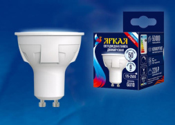 Лампа светодиодная диммируемая (UL-00003988) Uniel GU10 6W 4000K матовая LED-JCDR 6W/NW/GU10/FR/DIM PLP01WH