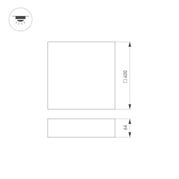 Потолочный светильник Arlight IM-QUADRO-EMERGENCY-3H-S400x400-44W Warm3000 (BK, 120 deg, 230V) 041029